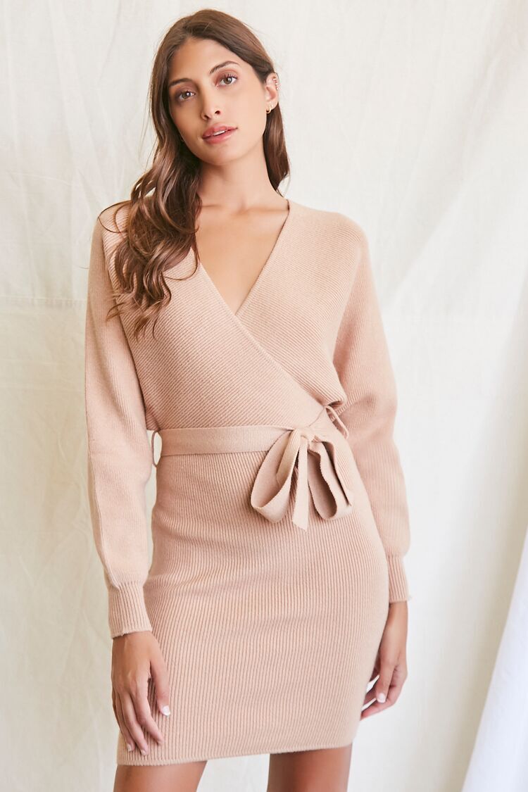 Sweater-Knit Wrap Dress